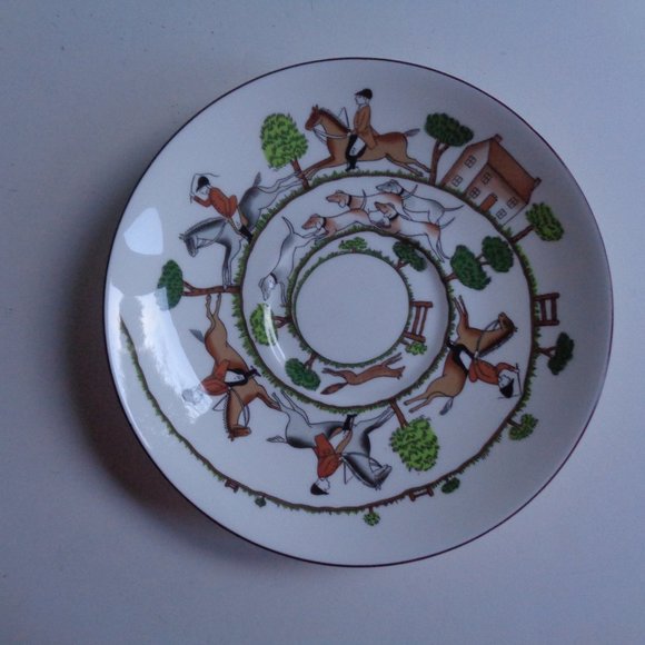 Vintage Staffordshire China Jumbo Mug and Saucer Set Hunting Scene - Picture 3 of 5